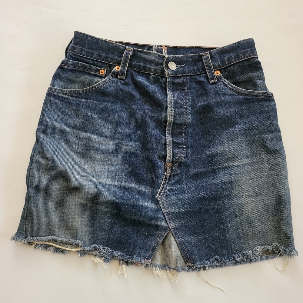 Vintage Levi's 523 Medium Wash Blue Denim Redone Skirt Tag Size 34x32 Size 26
